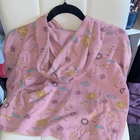Mighty Fine Pink Hoodie with Celestial Design - Picture 3 of 4